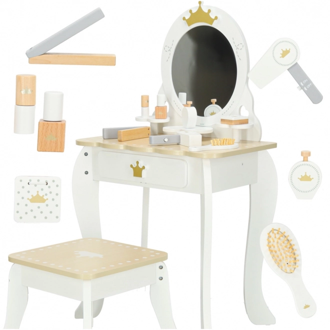 Wooden Vanity Set for Girls with Mirror and Accessories