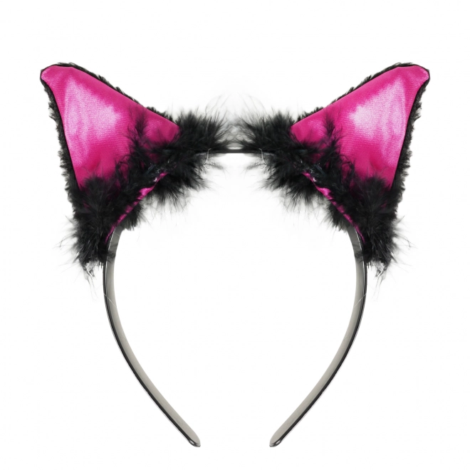 Karnevalsstirnband Katze mit Ohren und Federn