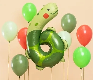 Folie verjaardag ballon nummer 6 - Schildpad 75 x 96 cm