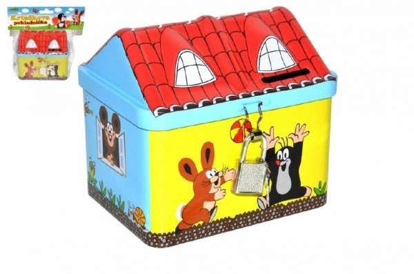 Metallic House Piggy Bank with Little Mole