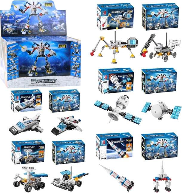 Space building set 2-in-1 – rockets, antennas and robots (44–54 pieces)
