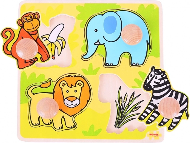 Bigjigs Toys mon premier puzzle à encastrer safari (bois, 4 pièces)