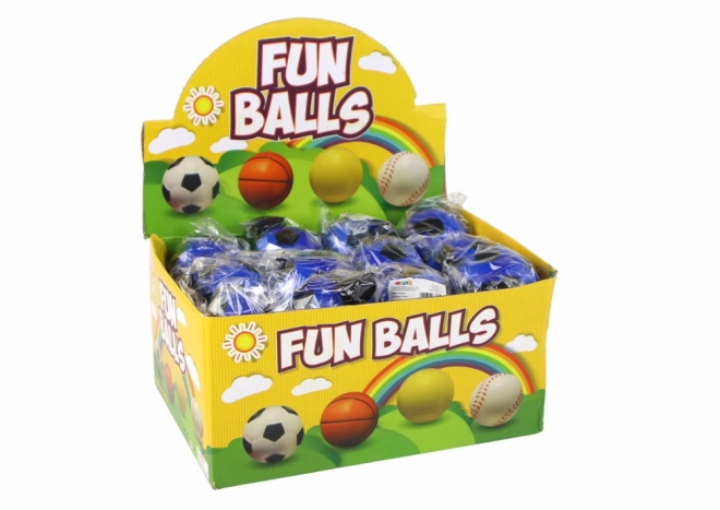 PU voetbalbal met Jojo Elastiekje om te Stuiteren 6 cm blauw