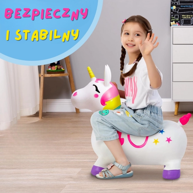 Springende eenhoorn wit met pompje Woopie