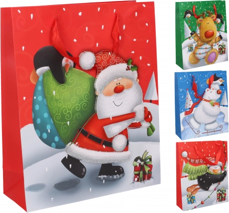 Sac cadeau M 26 × 32 × 10 cm – motifs de Noël