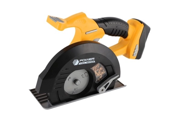 Cirkelzaag gereedschap plastic 29x19cm op batterijen met geluid in doos 31x21x12cm