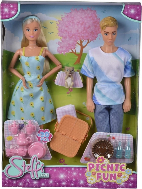 Poppen Steffi en Kevin op picknick