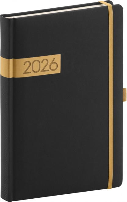 Dagagenda Twill zwart-goud 2026