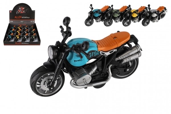 Plastic motorfiets met terugtrekfunctie met licht en geluid