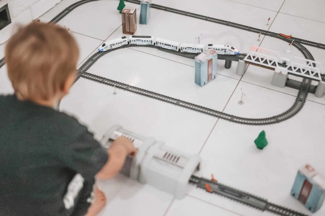 Elektrische treinen set Woopie met brug en tunnel
