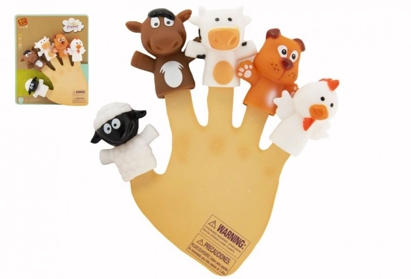 Vingervriendelijk dieren figuurtje boerderij rubber 5cm op kaart 16x20,5cm