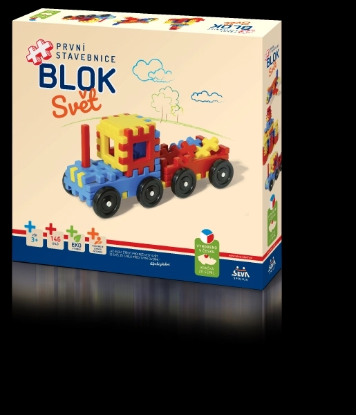 Bouwpakket BLOK Wereld kunststof 146st in doos 36x34x7cm