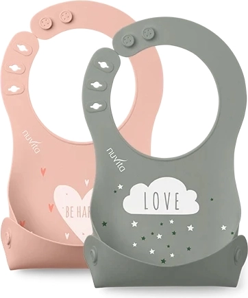 Bavoir en silicone, Rose/Vert