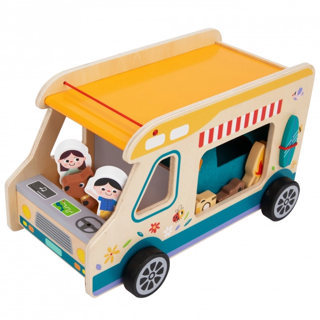 Holzkaravan von Tooky Toy mit Campingfiguren