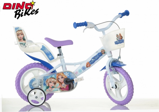 Dino Bikes 12" kids' bike Snow Queen with basket and doll seat