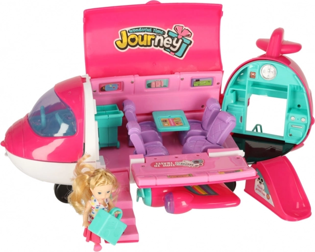 Doll Play Airplane 2-in-1 with Accessories Pink