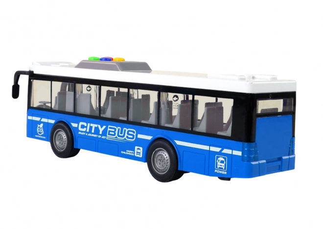 Interactive Battery-Powered Bus with Lights and Sounds Blue 1:16