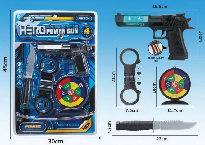Ensemble de policier avec effets de pistolet