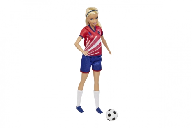 Barbie voetbalpop in rood tenue