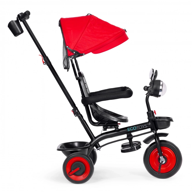 3-in-1 driewieler met draaibare zitting en kap rood ECOTOYS