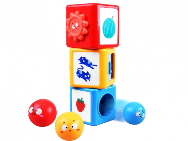 Bunte Bauklötze und Sortierturm für Kinder