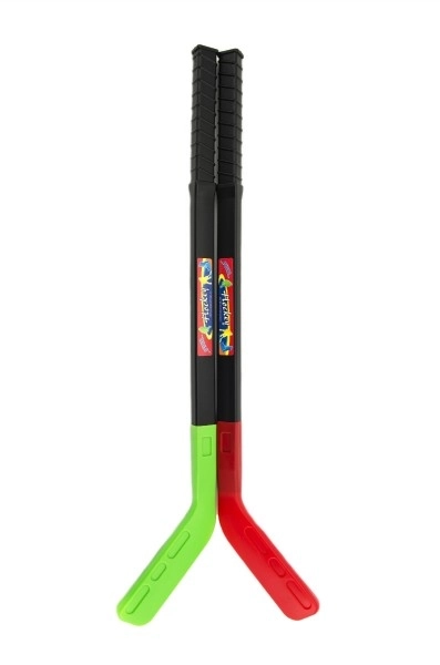 Hokeystick 2 stuks met puck kunststof 70 cm in net