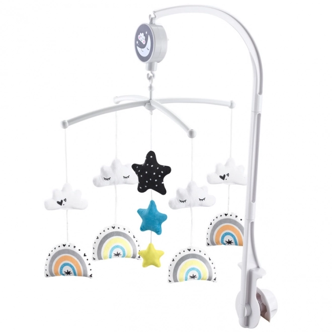 Children's mobile musical carousel with rainbow