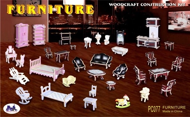 Wooden 3D Puzzle Mini Furniture – Colorful Construction Set