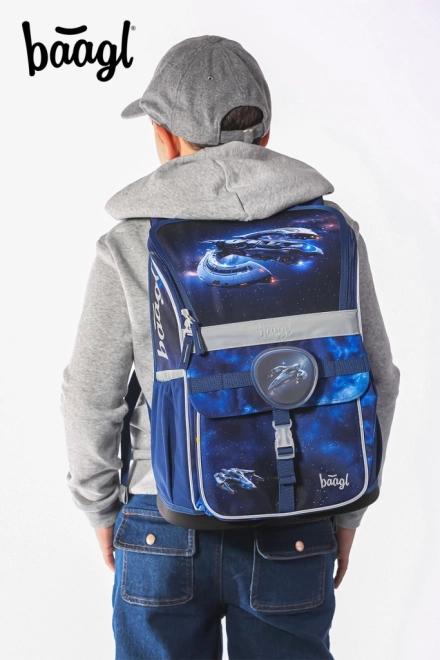 Ensemble scolaire Vaisseau spatial : cartable, trousse et sac