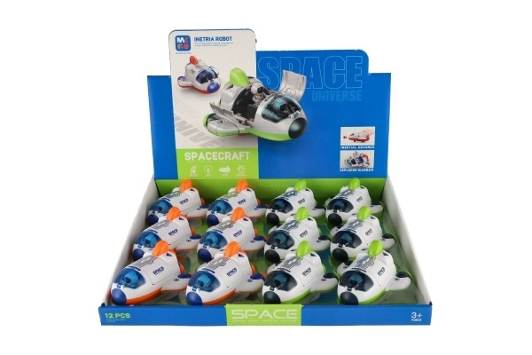 Rakettan/raket plastic 10x11cm met astronaut op inertie 2 kleuren 12 stuks in doos