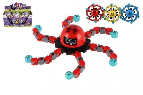 Gyroscoop spinner mechanisch plastic 7cm lichtgevend in het donker 3 kleuren op kaart 12st in doos