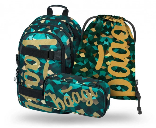 Sada BAAGL Skate Polygon: Rucksack, Federmäppchen und Beutel