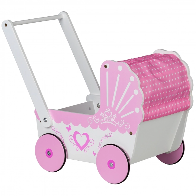 EcoToys Houten kinderwagen voor poppen Pink Heart