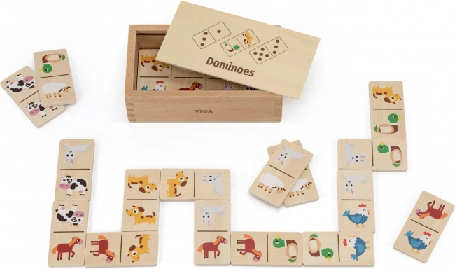 Houten domino 2-in-1 dieren en getallen VIGA