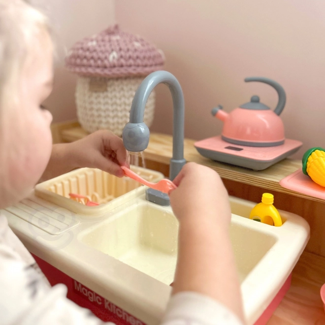 Évier pour enfants avec eau courante - rose