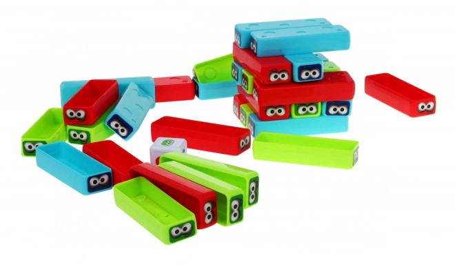 Mini-arcadespel Jenga voor kinderen 3+ Toren stapelen + 30 gekleurde blokken + dobbelstenen