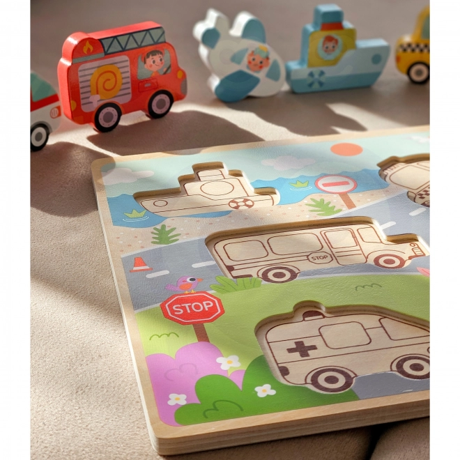 Houten puzzel Montessori stad