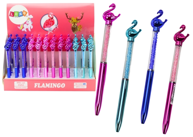 Balpen met blauwe punt Flamingo Diamonds 0,7 mm Mix