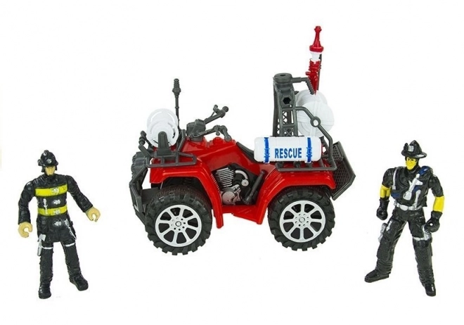 Grote brandweerkazerne set met helm en quad