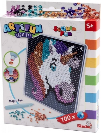 Tableau en sequins Licorne pour enfants