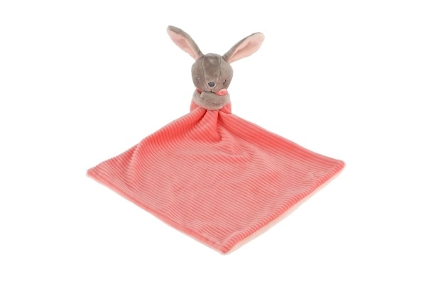 Konijn/Konijntje knuffeldoekje pluche 25x25cm roze op kaart in zakje 0+
