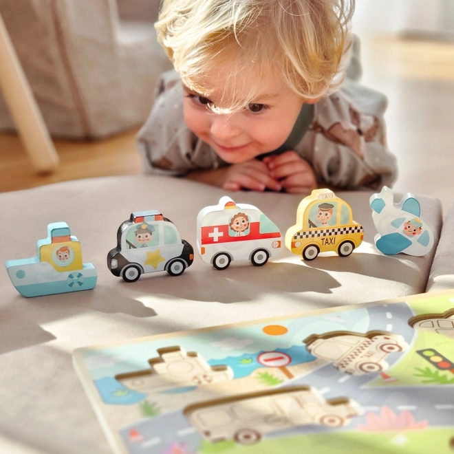 Houten puzzel Montessori stad