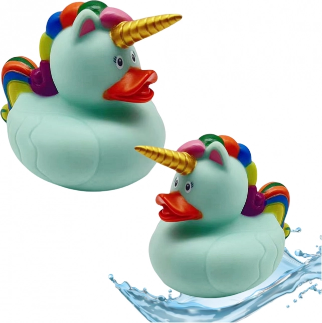 Bad-eendje eenhoorn groen met regenboogmanen