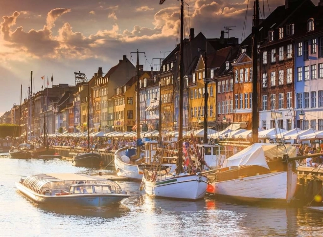 Puzzle Skandinavien: Sonnenuntergang in Kopenhagen 500 Teile