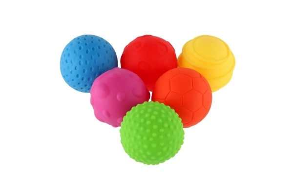 Set van 6 ballen met textuur rubber 6cm in doos 6m+