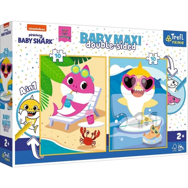 Baby MAXI 2x10 stukken puzzel Happy Shark Day, Baby Shark
