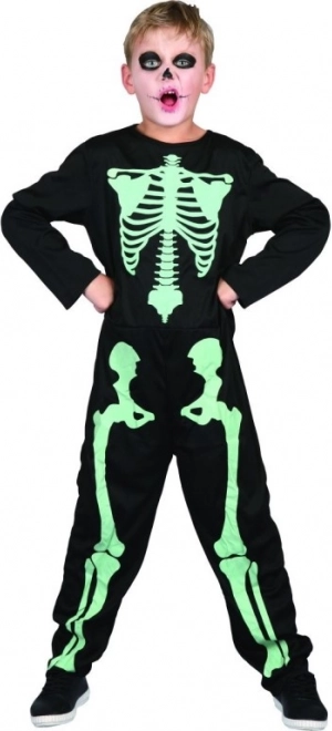 Kinder skeletkostuum dat in het donker oplicht