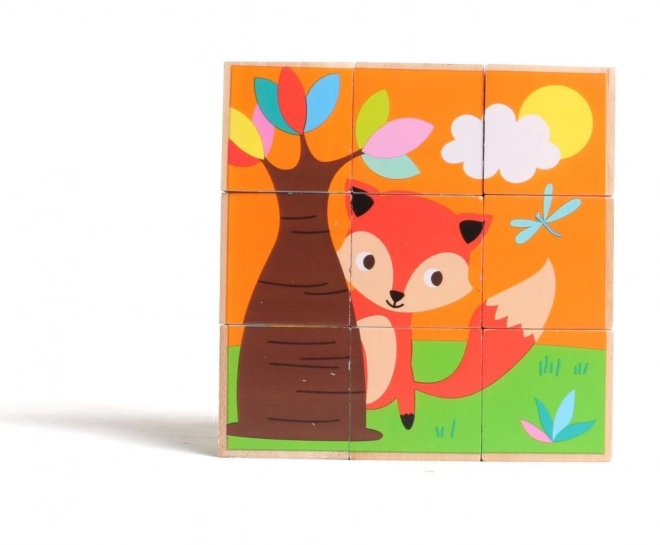 Blocs en Bois Animaux Sauvages Colorés