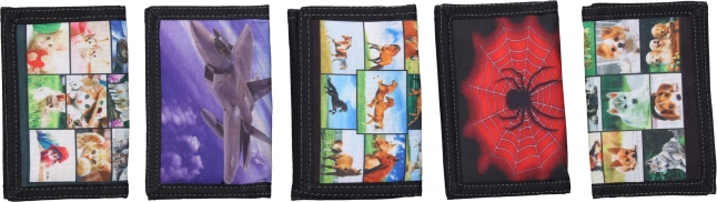 Portefeuille pour enfants à scratch, 12,5 × 25 cm, assortiment de motifs
