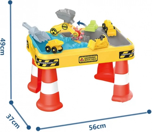 Woopie Water and Sand Table 2-in-1 Construction Play Surface with 4 Cars 12el.